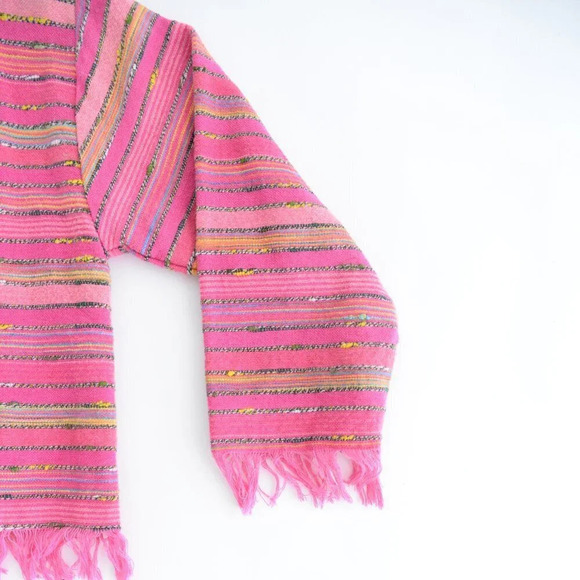 Vintage 90's Silver Stream 100% Cotton Pink Striped Button Up Textured Jacket S - Picture 7 of 12